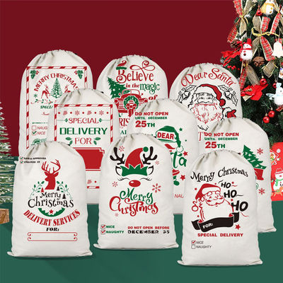 Customized Color and Custom Logo Accepted Christmas Portable Canvas Bags Reusable