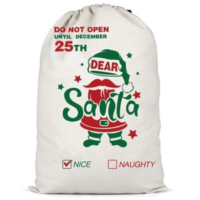 Customized Color and Custom Logo Accepted Christmas Portable Canvas Bags Reusable