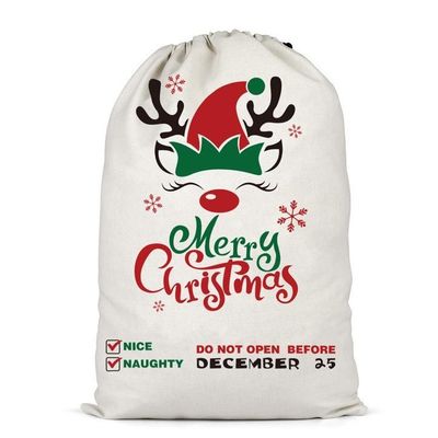 Customized Color and Custom Logo Accepted Christmas Portable Canvas Bags Reusable
