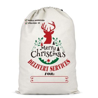 Customized Color and Custom Logo Accepted Christmas Portable Canvas Bags Reusable