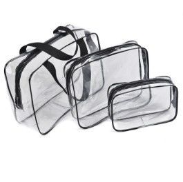 Makeup Cosmetic Organizer Pouches Tote Travel Toiletries Bag with Transparent Pouches