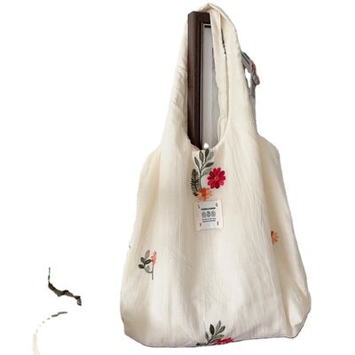 College Student Shoulder Bag Large Capacity Tote Bag with Cute Flower Print Design
