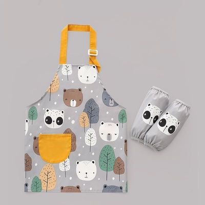 Uniform Bulk Cute WaterProof PU Nursing Children Kids Painting Apron With Sleeves