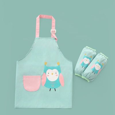 Uniform Bulk Cute WaterProof PU Nursing Children Kids Painting Apron With Sleeves