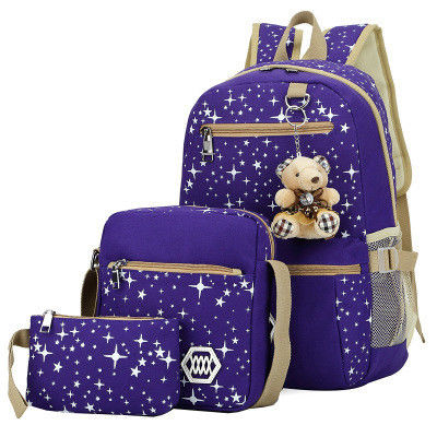 School Bag Kids Backpack Set Of 3 For Leisure Travel With Water-Resistant Design