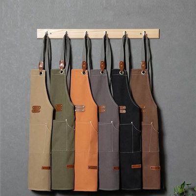 OEM/ODM Acceptable Waxed Canvas Utility Apron for Restaurant Coffee Shop Gardening