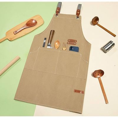 OEM/ODM Acceptable Waxed Canvas Utility Apron for Restaurant Coffee Shop Gardening