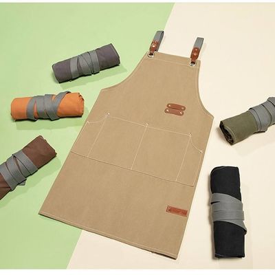 OEM/ODM Acceptable Waxed Canvas Utility Apron for Restaurant Coffee Shop Gardening
