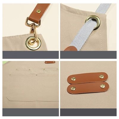 OEM/ODM Acceptable Waxed Canvas Utility Apron for Restaurant Coffee Shop Gardening