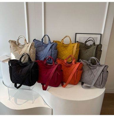 Lightweight Nylon Custom Logo Women Puffy Bag Quilted Tote Bag Single Shoulder Bag