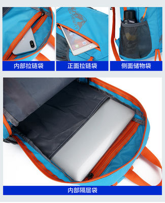 Custom Logo Nylon Sports Gym Bags Collapsible Lightweight Waterproof Outgoing Backpack