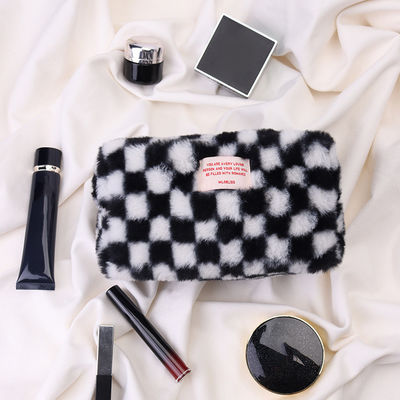 Large Capacity Gingham Makeup Pouch with Customized Color and Towel Embroidery Logo