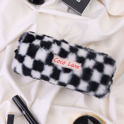 Large Capacity Gingham Makeup Pouch with Customized Color and Towel Embroidery Logo