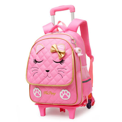 Customized Logo Fashion Kids Children Cartoon Wheel Trolley School Bag for Preschool