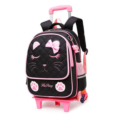 Customized Logo Fashion Kids Children Cartoon Wheel Trolley School Bag for Preschool