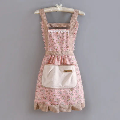 Korea Home Kitchen Decoration Durable and Breathable Floral Ruffled Aprons for Women