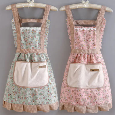 Korea Home Kitchen Decoration Durable and Breathable Floral Ruffled Aprons for Women