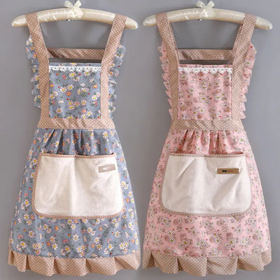Korea Home Kitchen Decoration Durable and Breathable Floral Ruffled Aprons for Women