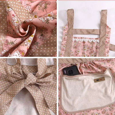 Korea Home Kitchen Decoration Durable and Breathable Floral Ruffled Aprons for Women