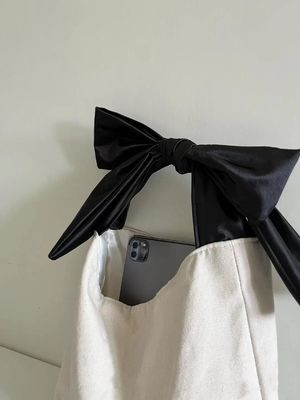 Polyester Lining Eco-Friendly Recycled Black Handle Custom Logo Printed Shopping Tote Bag