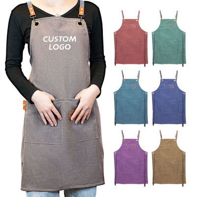 Custom Logo Cross Back Cotton Apron for Kitchen Chef in Bulk Order Supply Purchase