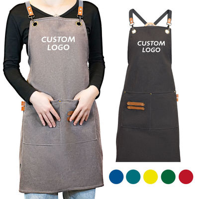 Custom Logo Cross Back Cotton Apron for Kitchen Chef in Bulk Order Supply Purchase