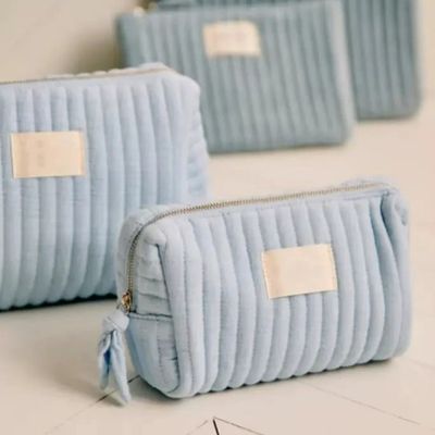 Travel Soft Comfortable Cotton Cosmetic Bag Pouch With Zipper Plush Velvet