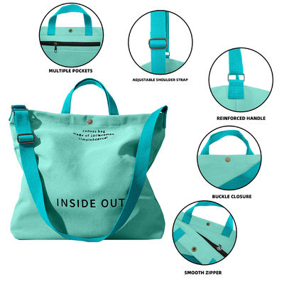 Two Handles Large Capacity Reusable Cotton Shopping Bags Eco-Friendly Tote Canvas Bags