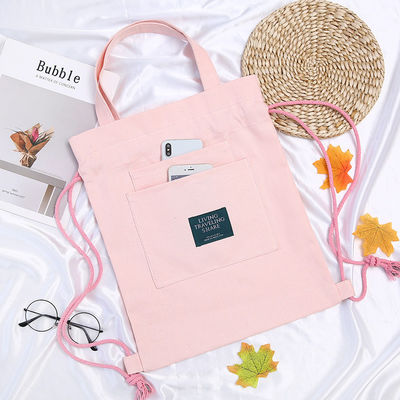 Student Tutorial Handbag Custom Logo Canvas Backpack with Pull-Belt Closure and Dual-