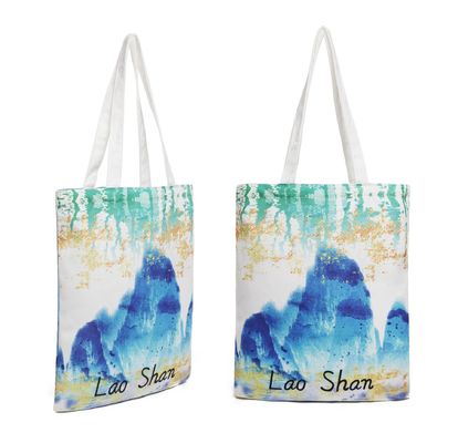 Custom Logo Accepted Tote Bag Recyclable Cotton Canvas Large Size with Zipper Pocket