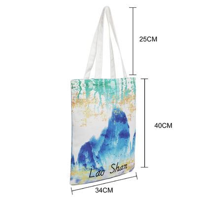 Custom Logo Accepted Tote Bag Recyclable Cotton Canvas Large Size with Zipper Pocket