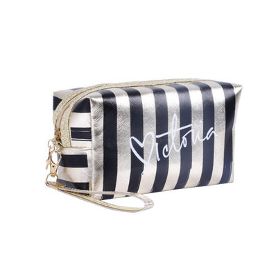 Customizable Stripe Print Cosmetic Bag Newest Fashionable Style for Waterproof Travel