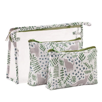 Accepable OEM/ODM Fashionable PVC Three-Piece Transparent Storage Bag for Toiletries