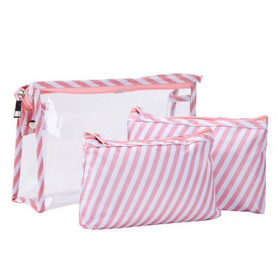 Accepable OEM/ODM Fashionable PVC Three-Piece Transparent Storage Bag for Toiletries