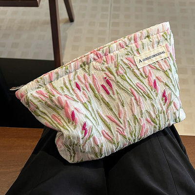 Customized Logo Travel Cotton Canvas Makeup Bag for Women Fashion Style Cosmetic Bag