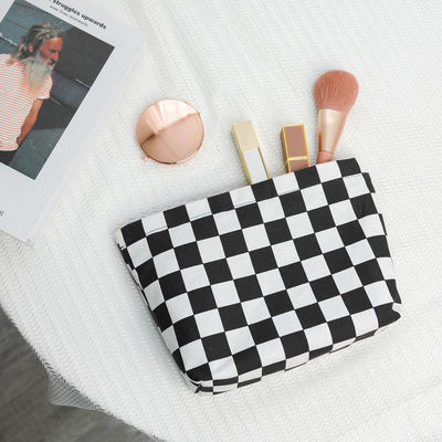 Fashion Portable Wash Bag Customised Black and White Checkerboard Cosmetic Brush Bag