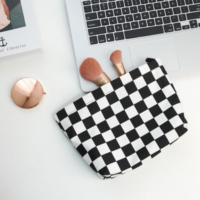 Fashion Portable Wash Bag Customised Black and White Checkerboard Cosmetic Brush Bag