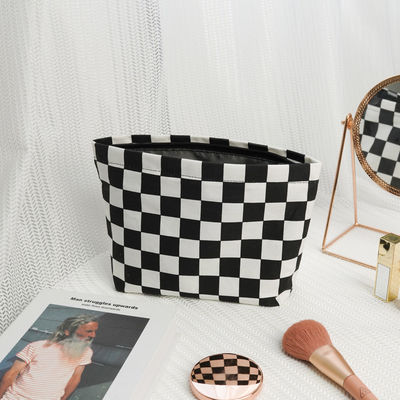 Fashion Portable Wash Bag Customised Black and White Checkerboard Cosmetic Brush Bag