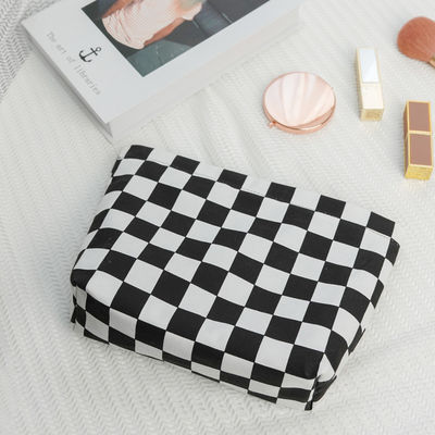 Fashion Portable Wash Bag Customised Black and White Checkerboard Cosmetic Brush Bag