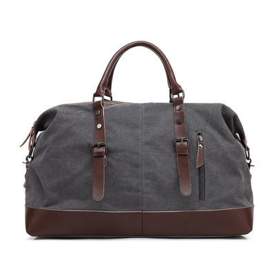 Training Luggage Bags Oversized Waterproof Canvas Genuine Leather Weekend Bag Brown
