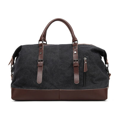Training Luggage Bags Oversized Waterproof Canvas Genuine Leather Weekend Bag Brown