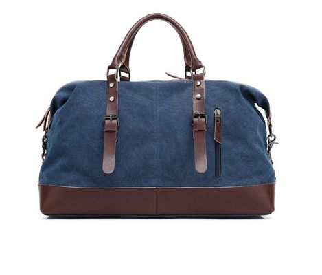 Training Luggage Bags Oversized Waterproof Canvas Genuine Leather Weekend Bag Brown
