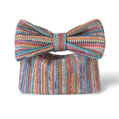 Shopping Bag Customized Women Bow Straw Woven Beach Raffia Clutch Handbag Casual Tote