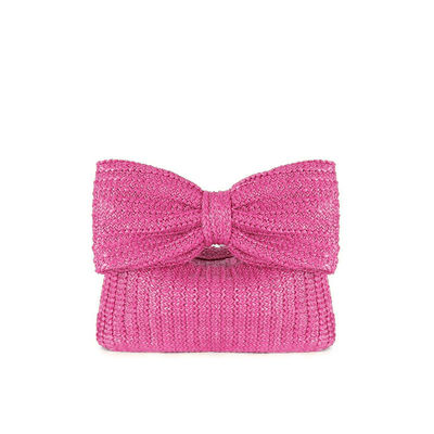 Shopping Bag Customized Women Bow Straw Woven Beach Raffia Clutch Handbag Casual Tote