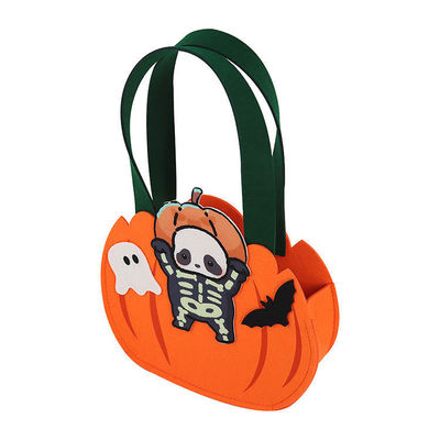 Felt Pumpkin Shape Bag for Collecting Candy or Toys on Halloween Celebration