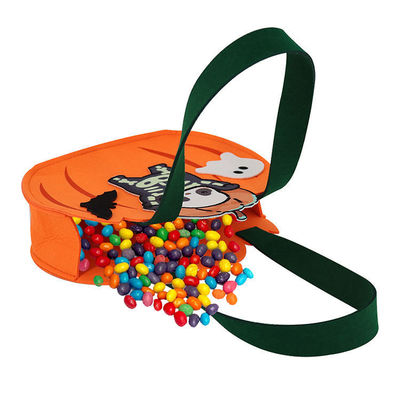 Felt Pumpkin Shape Bag for Collecting Candy or Toys on Halloween Celebration