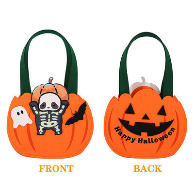 Felt Pumpkin Shape Bag for Collecting Candy or Toys on Halloween Celebration