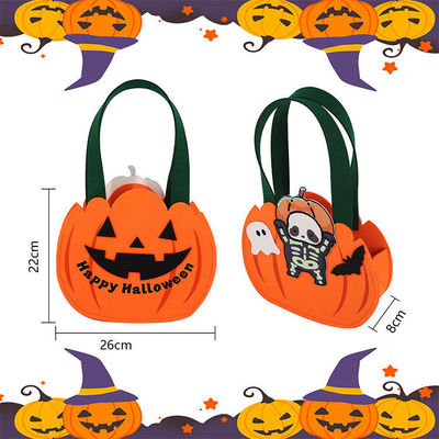 Felt Pumpkin Shape Bag for Collecting Candy or Toys on Halloween Celebration