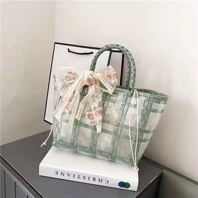 Polyester Lining Pvc Woven Tote Jelly Bags for Women's Gifts and Weddings Ideal Choice