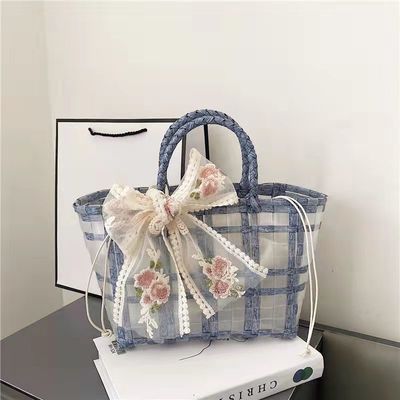 Polyester Lining Pvc Woven Tote Jelly Bags for Women's Gifts and Weddings Ideal Choice